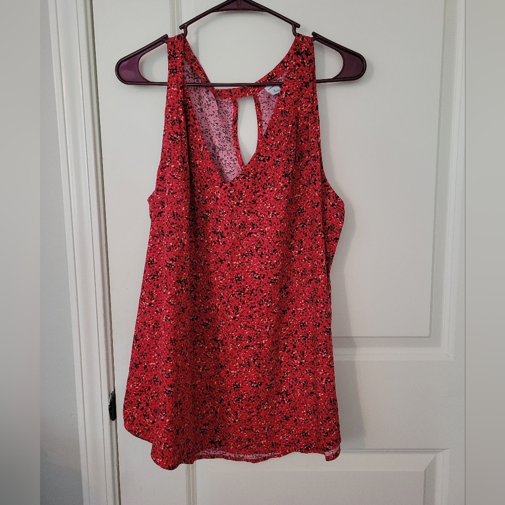 Red Floral Sleeveless Top